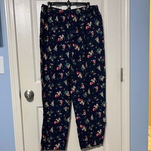 Lands' End Navy Christmas Dog Print Pajama Pantd